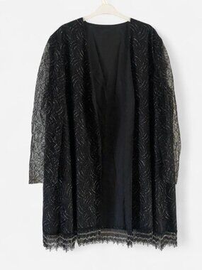 vintage Black, silver and gold long sleeve lace cardigan